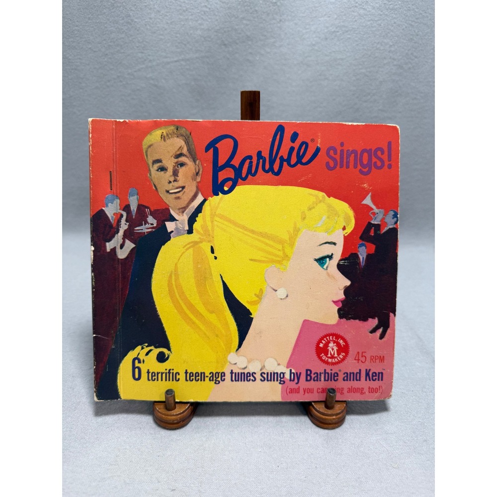 Barbie Sings! 3 Record Vinyl Set 45 RPM Mattel Inc 1961 Vintage Lyric Booklet